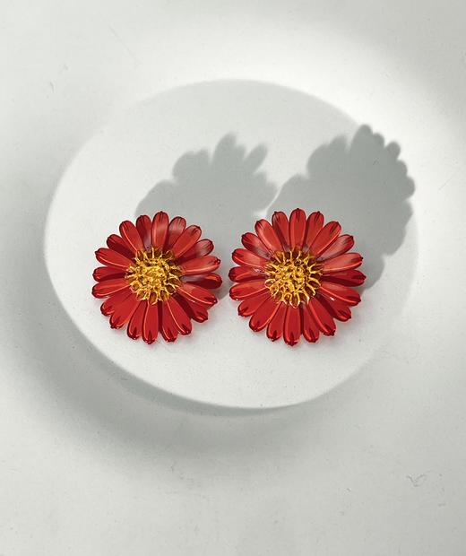 北京仓｜Cilea Bijoux-DAISY-雏菊 橘色 亮光 耳夹（中号）［法国设计师］ 商品图0