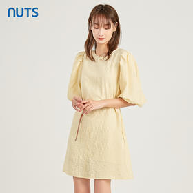 NUTS夏季新品纯色圆领时尚减龄气质短袖连衣裙221101060A
