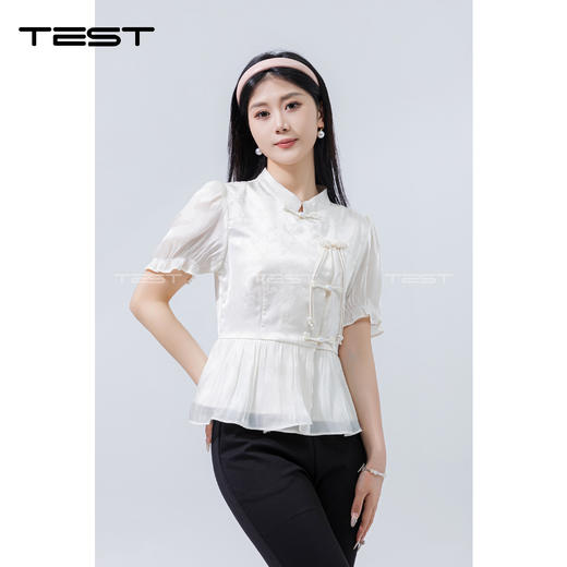 夏上新国风舒适丝滑修身显瘦小衫1242047 商品图2