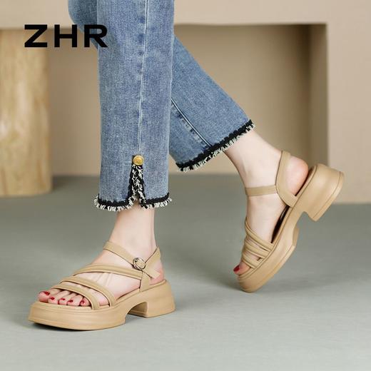 ZHR则则法式厚底凉鞋2024新款时尚百搭休闲洋气时装沙滩凉鞋女鞋 商品图8