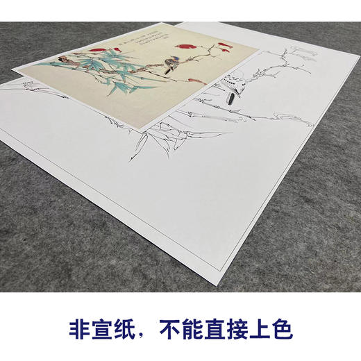 任重工笔画白描底稿《红叶秋禽》临摹勾线高清打印稿YL29 商品图2