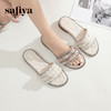 Safiya/索菲娅2024夏季小香风露趾软底外穿仙女珍珠平底一字拖鞋 SF42110420 商品缩略图0