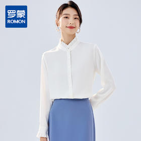 【简约大气】罗蒙女士长袖衬衫花边领舒适时尚设计感百搭日常衬衫女