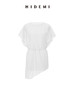 HIDEMI 度假系列清透感薄透落肩设计感开拆卸腰带式廓形不对称剪裁罩衫上衣 灰色/白色 商品缩略图12
