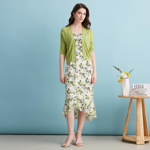 EITIE爱特爱夏季新款薄款外搭空调衫莱赛尔V领针织开衫上衣B2401312 商品图4