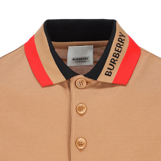 BURBERRY 巴宝莉 男士棉质翻领短袖 Polo衫 驼色 8083155 A1420 商品图2