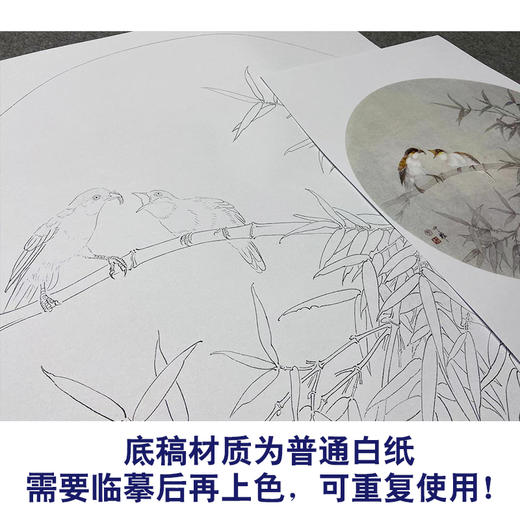 周中耀工笔画白描底稿竹子小品《清荫》临摹勾线高清打印稿YL31 商品图3