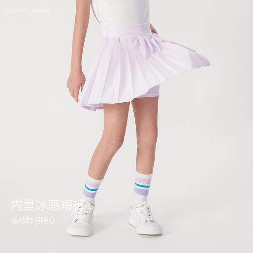 【吸湿速干】马克珍妮2024年夏装女童假两件运动百褶半裙240339 商品图1
