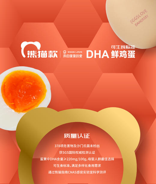 熊猫款DHA鲜鸡蛋｜可生食标准  营养全面  无蛋腥味 商品图3