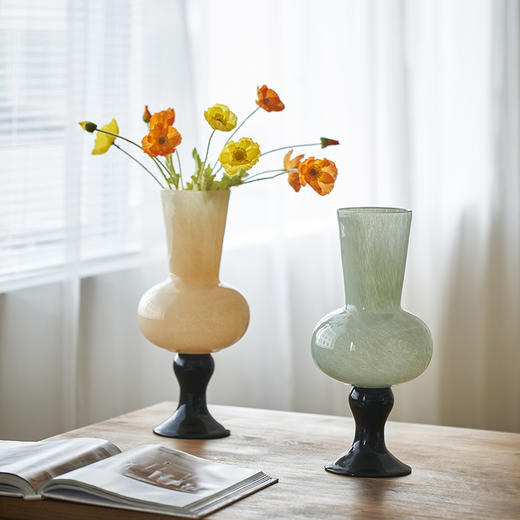 中古风芬顿琉璃高脚风灯花瓶客厅高级感水培鲜花法式轻奢风软装瓶 商品图5