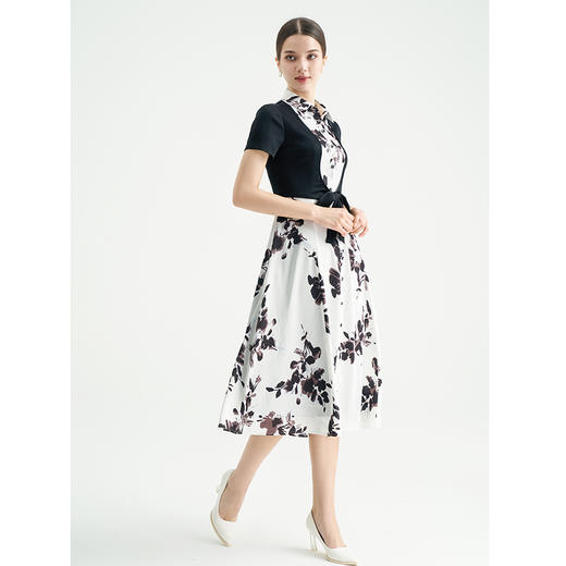 司歌假两件连衣裙短袖印花针织拼接A891346X 商品图4