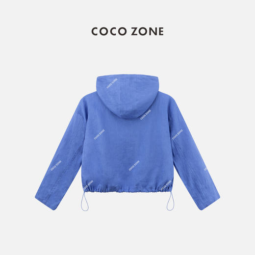COCO ZONE2024"蓝希“时尚半拉链连帽长袖卫衣纯色休闲上衣CC2A0313 商品图1