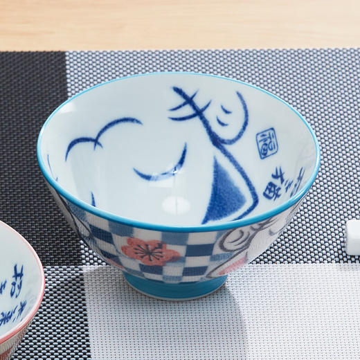 12cm饭碗 市松猫 蓝 商品图1