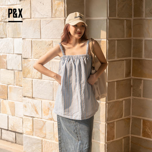 P&X设计师女装夏季 宽松短款小衫 824228171 蓝色 824228172绿色 商品图1