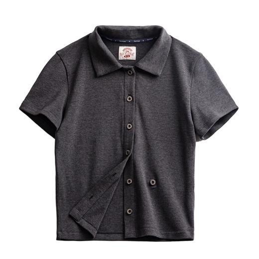 马登复古立领polo短袖修身短款正肩针织开衫辣妹露腰显瘦上衣夏女 商品图7