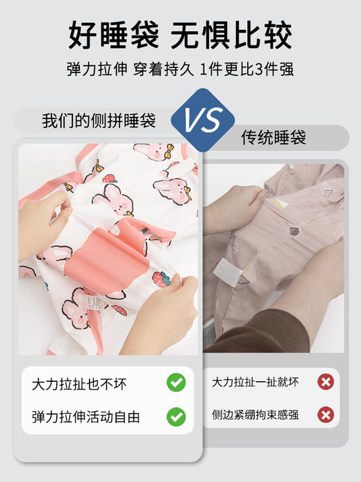 【会呼吸的天竹纱，舒适自由无拘束！】睡袋婴儿a类 春秋竹棉纱布 宝宝夏季分腿睡袋 幼儿园儿童空调房防踢睡袋- 商品图3