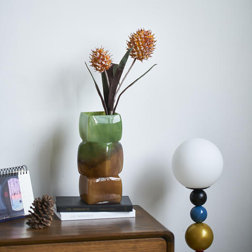 中古风渐变彩色几何方块花瓶餐桌软装酒店电视柜台面装饰玻璃摆件 商品图7