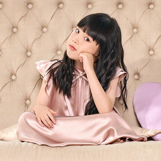 solo seta22姆米纯色真丝儿童睡裙女桑蚕丝连衣裙2025秋冬丝绸新款 商品图4