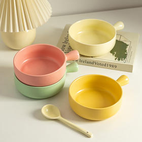 摩登主妇奶油风陶瓷手柄碗家用烤碗泡面碗水果沙拉早餐燕麦酸奶碗