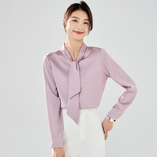【精致飘带领】罗蒙女士长袖衬衫优雅商务通勤舒适衬衫上衣女 商品图2