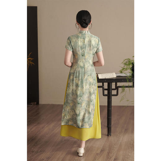 新中式改良奥黛旗袍2024春夏新款复古中国风长款印花连衣裙茶服LSB- 2780 商品图4