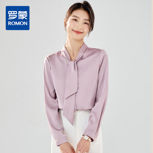 【精致飘带领】罗蒙女士长袖衬衫优雅商务通勤舒适衬衫上衣女 商品图0