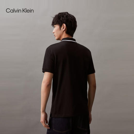 CKJ新款男士珠地网眼刺绣拉链半襟镶边POLO衫J326332 商品图6