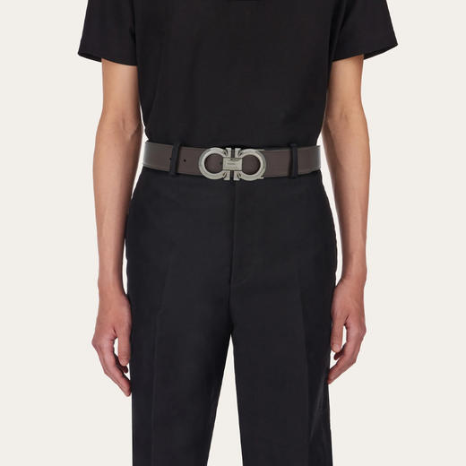FERRAGAMO 菲拉格慕 男士双面可调式 Gancini 皮革腰带 黑色 67 0320 770936 商品图3
