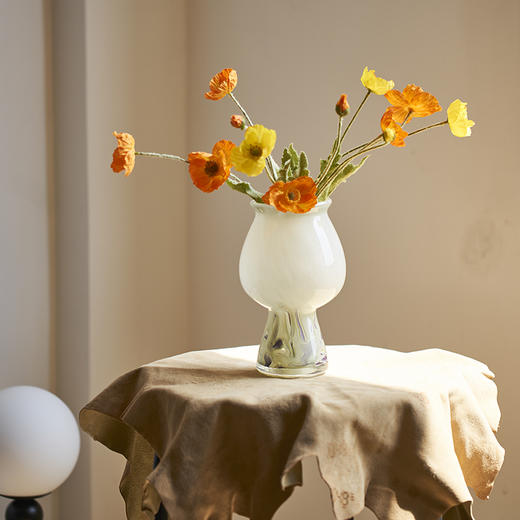 简约高级感迷你中古花瓶奶油风高脚花瓶家居软装商品插花器摆件 商品图6