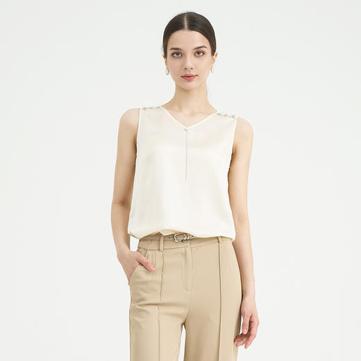 司歌背心净色v领知性百搭上衣ET891348Y 商品图0