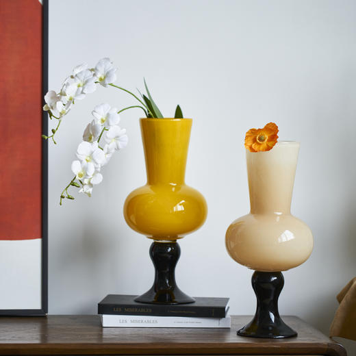 中古风芬顿琉璃高脚风灯花瓶客厅高级感水培鲜花法式轻奢风软装瓶 商品图11