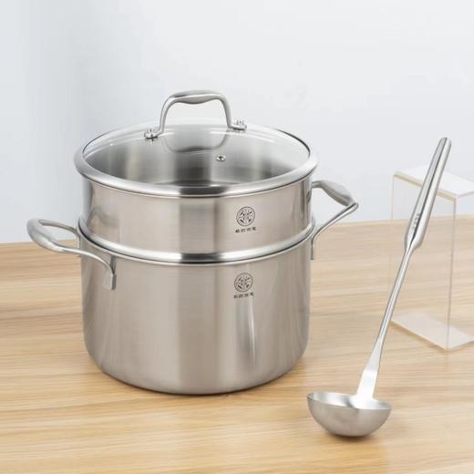 非药而愈定制不锈钢无涂层锅具套装 32cm玻盖单柄炒锅、24cm玻盖双耳汤锅、蒸笼、锅铲、汤勺 【京东快递送货上门】 商品图1