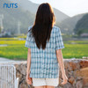 NUTS夏季时尚休闲西装领短袖修身格子外套女221048341 商品缩略图3