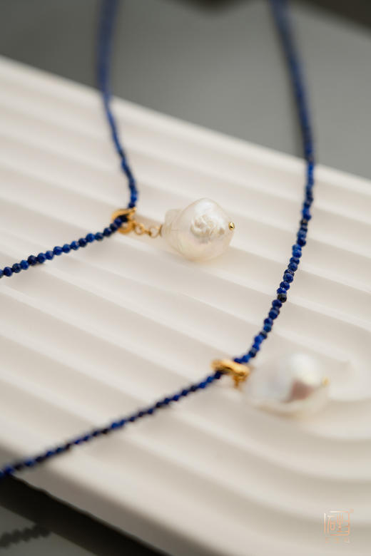 天然巴洛克珍珠万能扣吊坠项链(青金石） 商品图1