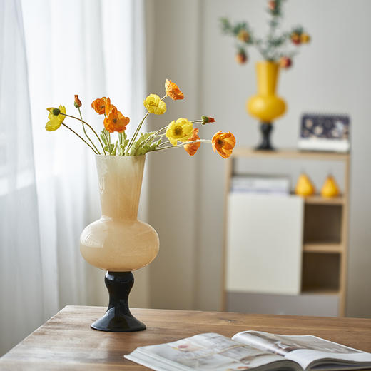 中古风芬顿琉璃高脚风灯花瓶客厅高级感水培鲜花法式轻奢风软装瓶 商品图4