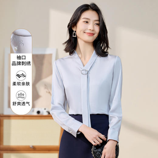 【100莱赛尔】罗蒙女士长袖衬衫气质领型简约大方上衣女 商品图7