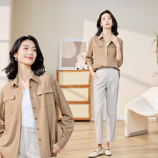【简约大方】罗蒙女士长袖衬衫商务休闲百搭日常开衫可外穿上衣女 商品图4