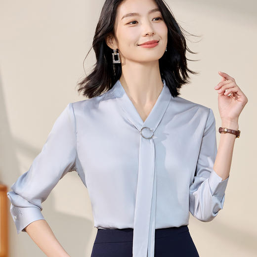 【100莱赛尔】罗蒙女士长袖衬衫气质领型简约大方上衣女 商品图5