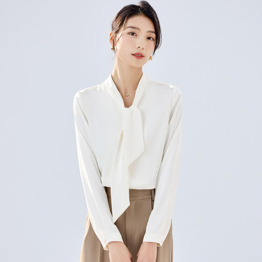 【精致飘带领】罗蒙女士长袖衬衫优雅商务通勤舒适衬衫上衣女 商品图4