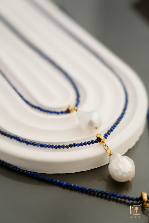 天然巴洛克珍珠万能扣吊坠项链(青金石） 商品图2