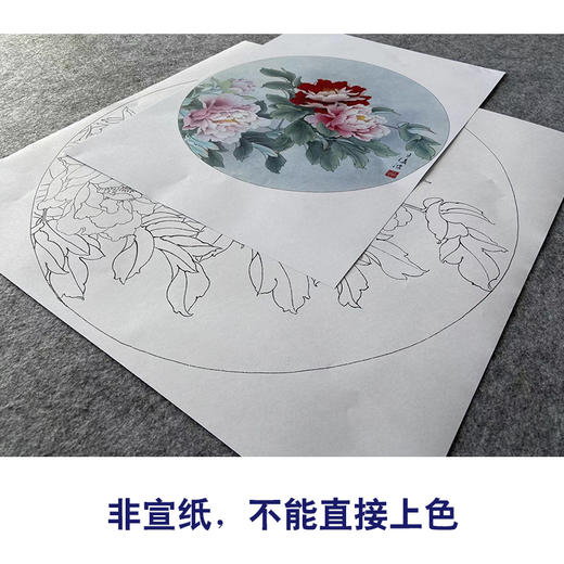 王后波工笔画白描底稿圆形小品《争艳》临摹勾线高清打印稿YL32 商品图2