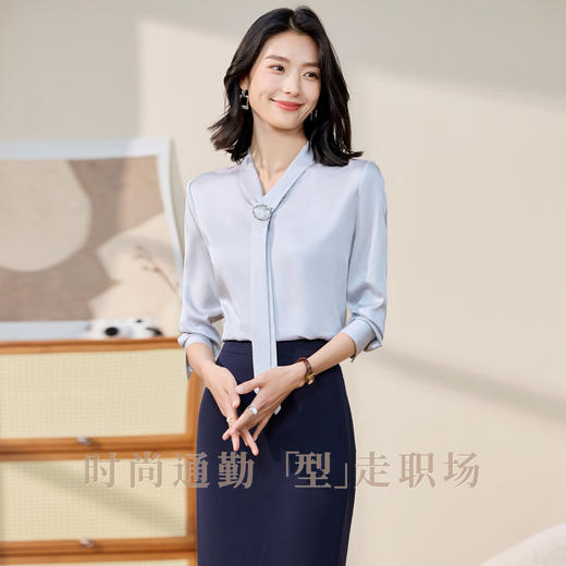 【100莱赛尔】罗蒙女士长袖衬衫气质领型简约大方上衣女 商品图6