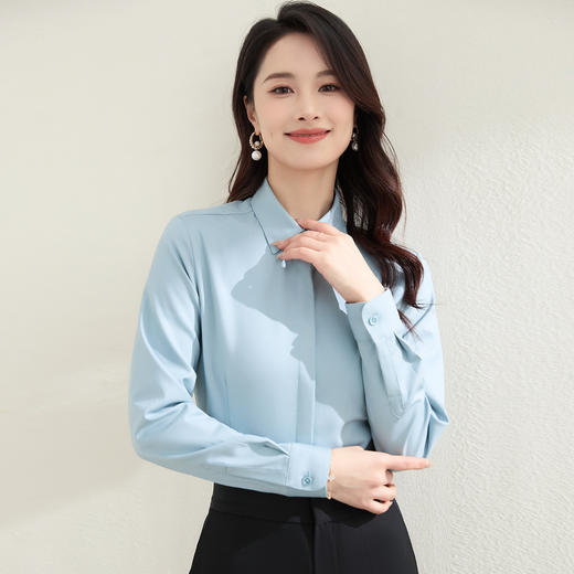 【含莫代尔】罗蒙女士长袖衬衫商务休闲柔软舒适经典百搭衬衫女 商品图3