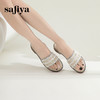 Safiya/索菲娅2024夏季小香风露趾软底外穿仙女珍珠平底一字拖鞋 SF42110420 商品缩略图5