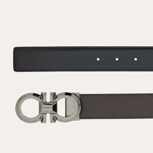 FERRAGAMO 菲拉格慕 男士双面可调式 Gancini 皮革腰带 黑色 67 0320 770936 商品图1