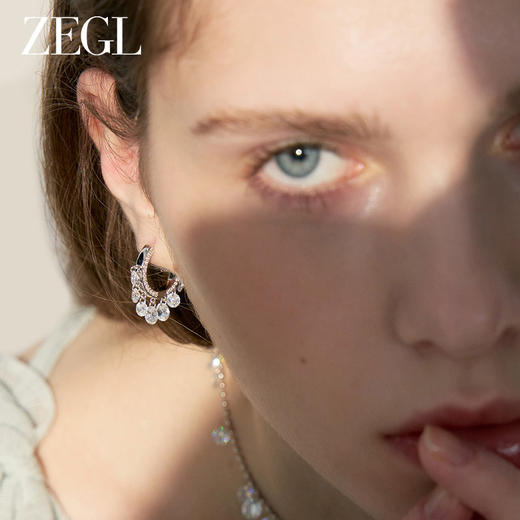 ZEGL设计师悸动星河耳环女2024新款爆款高级感法式耳圈耳钉耳饰品 商品图4
