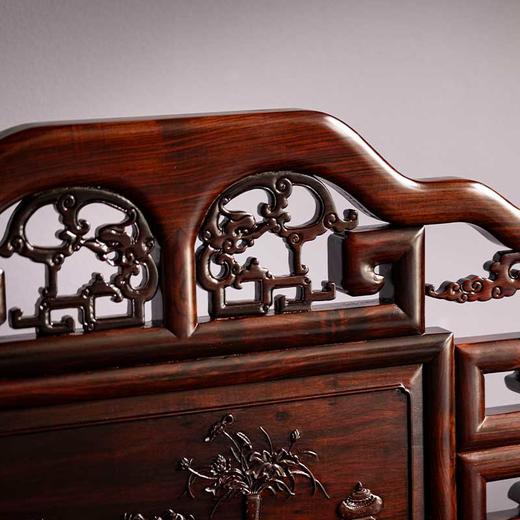 大红酸枝螭龙博古纹高低床含床头柜红木家具（运费到付） 商品图3