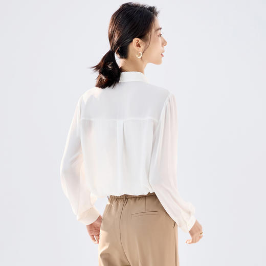 【简约干练】罗蒙女士长袖衬衫舒适休闲商务通勤开衫上衣女 商品图3
