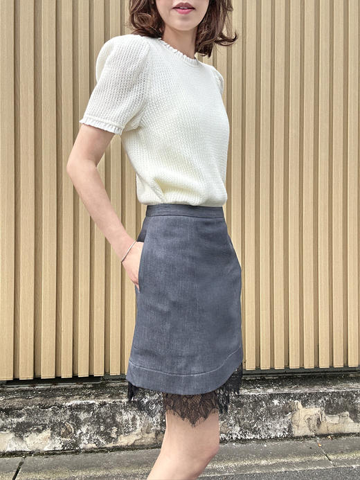 TYNVIE 拼接蕾丝裙摆短裙 商品图2