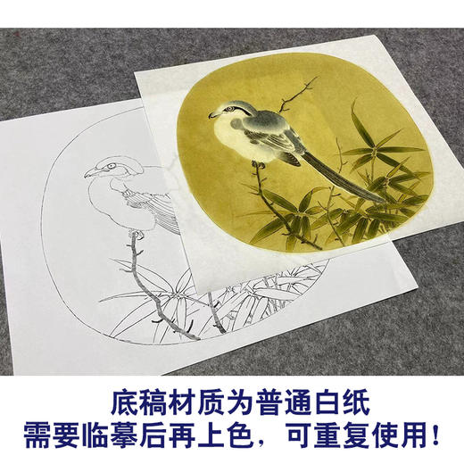 李安忠工笔画白描底稿《竹鸠图》临摹勾线高清打印稿YL09 商品图3